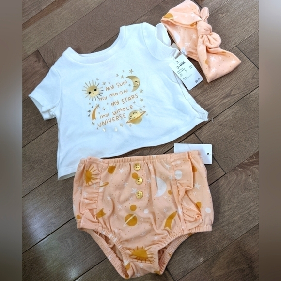 ⭐BABY girl 3 piece set ☀️🌙 by Cat & Jack new with tags - Picture 1 of 8